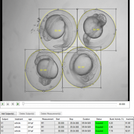 danioscope screenshot larvae